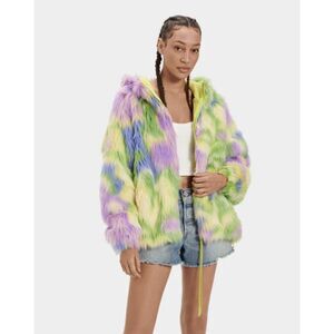 UGG CLOVE FAUX FUR JACKET TYE DYE APPLE